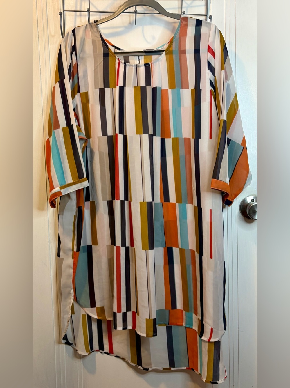 Junarose Multicolor Striped Geometric Tunic